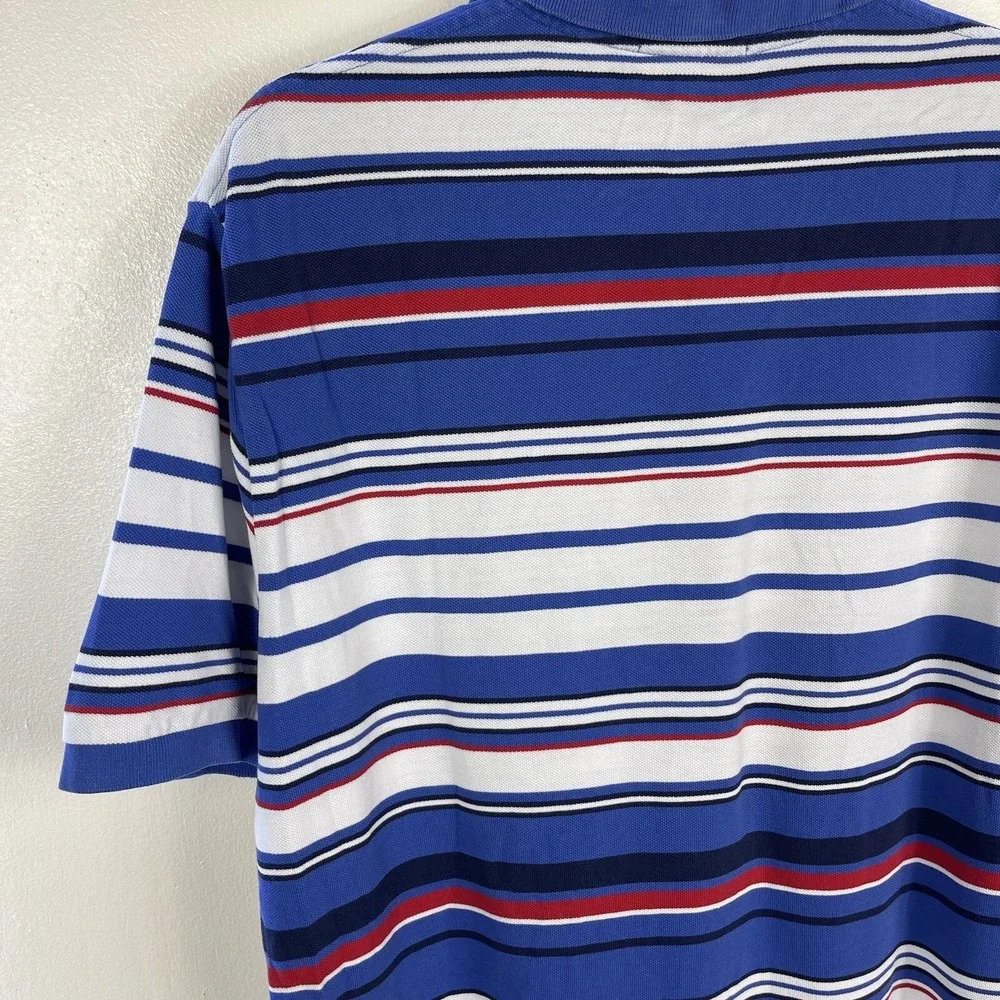 Polo Ralph Lauren Shirt Mens Large Blue White Striped Short Sleeve Top‎ Cotton